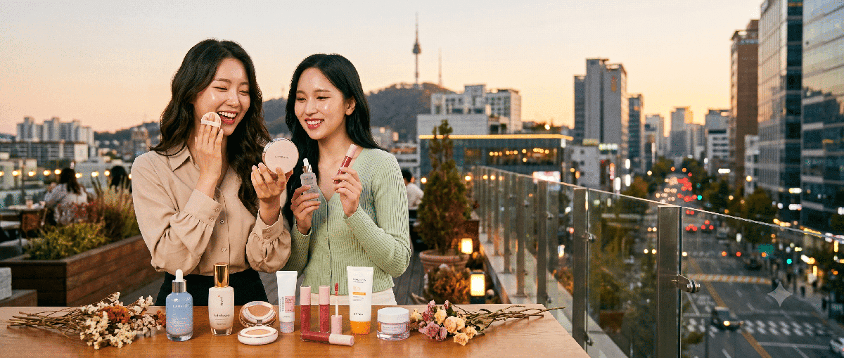 서울에서 맞춤형 K-뷰티 피부 상담을 받는 외국인 여행자